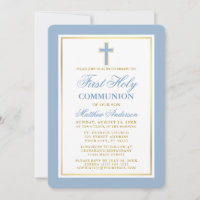 Elegant First Holy Communion Light Blue Gold