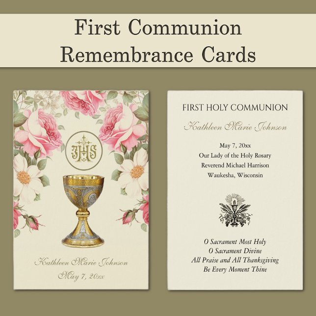 Elegant First Holy Communion Remembrance Card (Creator Uploaded)