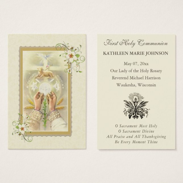 Elegant First Holy Communion Remembrance Holy  (Front & Back)