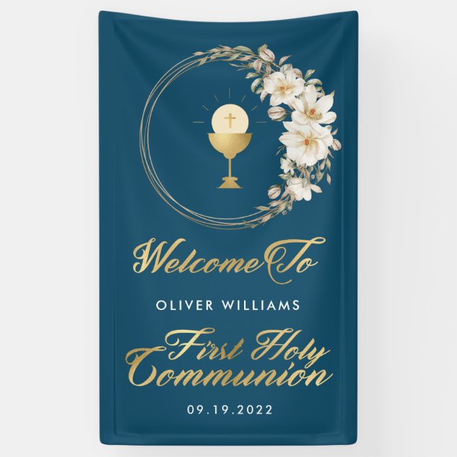 Elegant First Holy Communion Welcome Banner (Vertical)