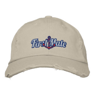 Elegant First Mate Nautical Anchor Embroidery Embroidered Hat