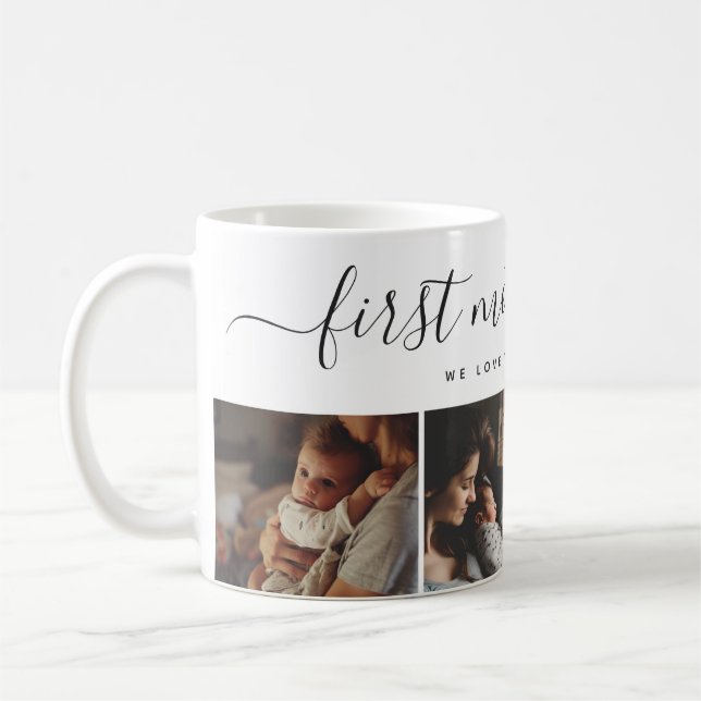 Elegant First Mother's Day Custom Photo Collage Coffee Mug (Left)