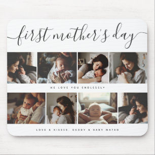 Elegant First Mother's Day Custom Photo Collage Mouse Mat