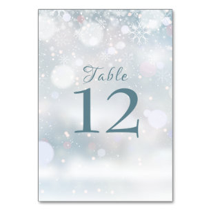 Elegant First Snowflakes Wedding Table Number