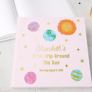 Elegant First Trip Around The Sun Girl's Birthday Guest Book