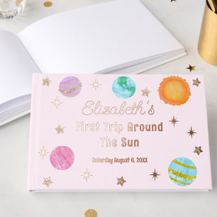 Elegant First Trip Around The Sun Girl's Birthday Guest Book