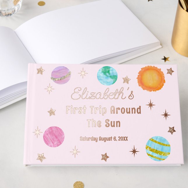 Elegant First Trip Around The Sun Girl's Birthday Guest Book (Creator Uploaded)