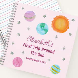 Elegant First Trip Girl's Birthday Guest Book
