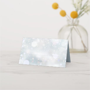 Elegant First Winter Snowflakes Modern Wedding Place Card