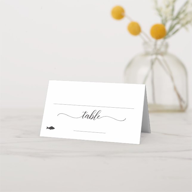 Elegant Fish Meal Option Wedding Place Card (Front)