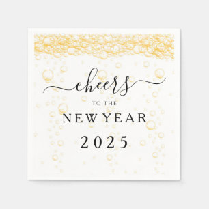 Elegant Fizz Bubbles Cheers New Year's Eve Napkin