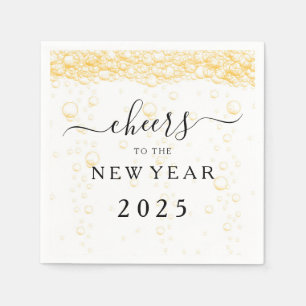 Elegant Fizz Bubbles Cheers New Year's Eve Napkin
