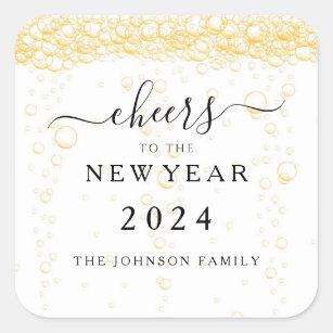 Elegant Fizz Bubbles Cheers New Year's Eve  Square Sticker