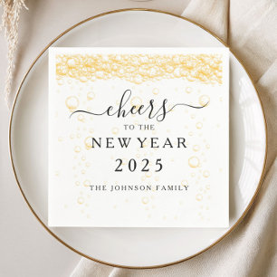 Elegant Fizz Bubbles New Year's Eve Napkin