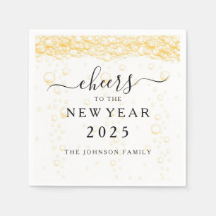 Elegant Fizz Bubbles New Year's Eve Napkin