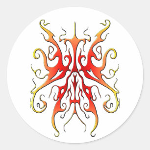 Elegant Flame Tribal Mask Abstract Design Classic Round Sticker