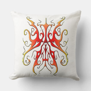 Elegant Flame Tribal Mask Abstract Design Cushion