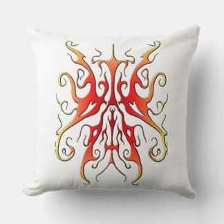 Elegant Flame Tribal Mask Abstract Design Cushion
