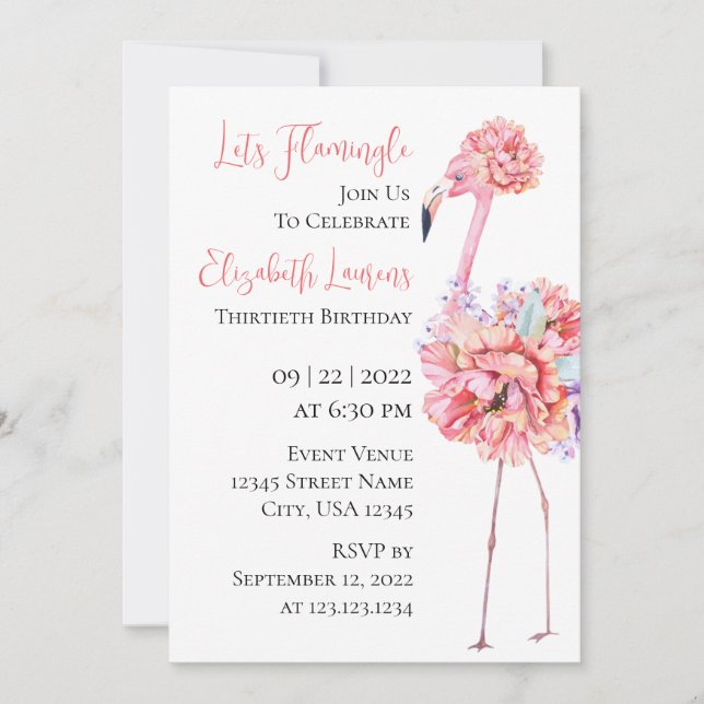 Elegant Flamingo Invitation (Front)