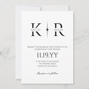 Elegant Flare Monogram Wedding Invitation
