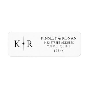 Elegant Flare Monogram Wedding Return Address