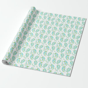 Elegant Flat Green Modern Botanical Lemon Wrapping Paper