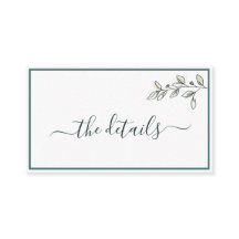 Elegant Flat Modern Botanical Green Enclosure Card