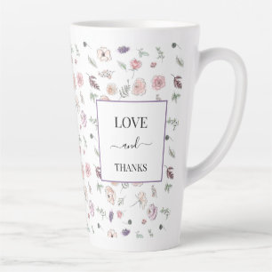 Elegant Flat Modern Botanical Green Pink Thanks Latte Mug