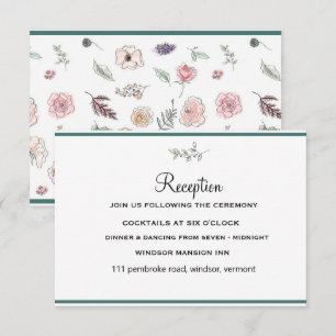 Elegant Flat Modern Botanical Green Twig Reception Invitation