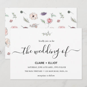Elegant Flat Modern Botanical Green Twig Wedding Invitation