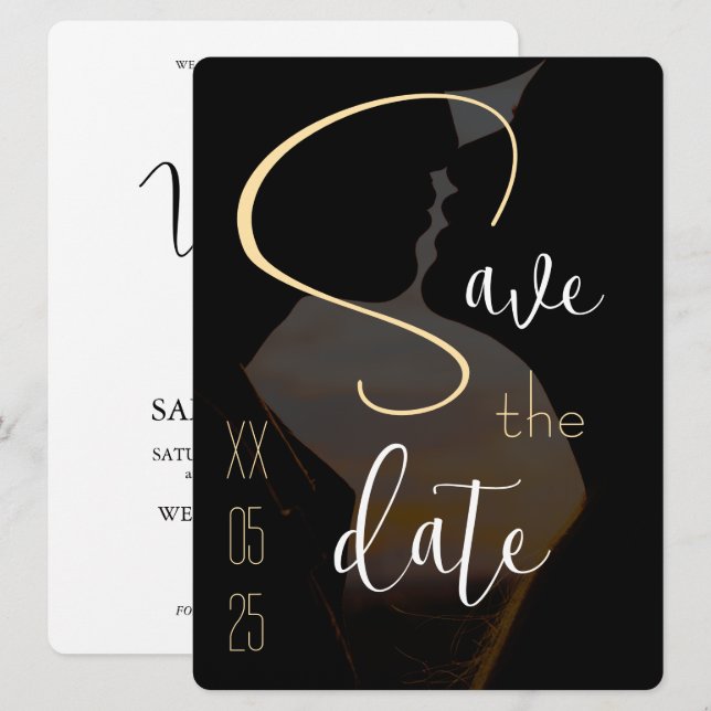 Elegant Flat Save The Date Card (Front/Back)