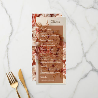 Elegant Flat Wedding Menu with flowers 3D