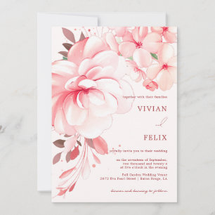 Elegant Flawless Big Sakura Floral Wedding Invitation