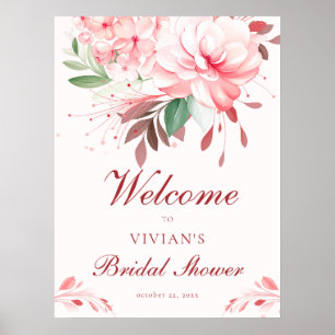 Elegant Flawless Sakura Pink Bridal Shower Welcome Poster