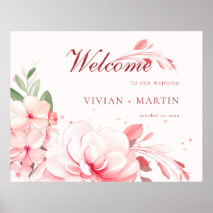 Elegant Flawless Sakura Pink Dream Wedding Welcome Poster