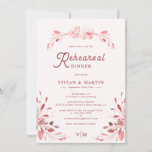 Elegant Flawless Sakura Pink Rehearsal Dinner Invitation