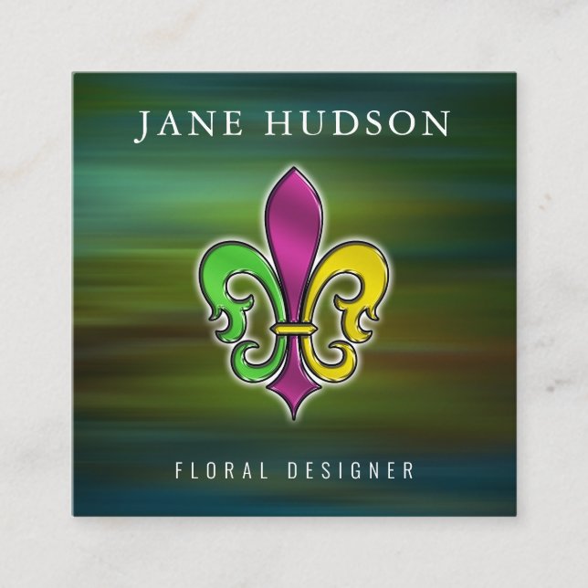 Elegant Fleur De Lis Design Square Business Card (Front)