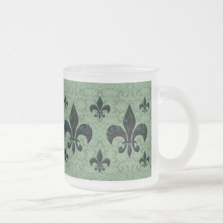 Elegant Fleur-De-Lis Frosted Glass Coffee Mug