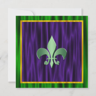 Elegant Fleur De Lis Mardi Gras Wedding Invitation