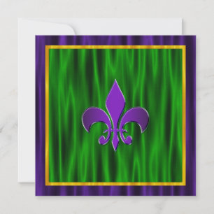 Elegant Fleur De Lis Mardi Gras Wedding Invitation