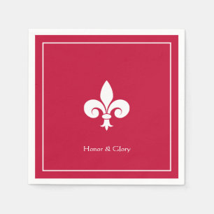 Elegant Fleur-de-lis or Lily Flower on Burgundy Napkin