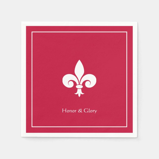 Elegant Fleur-de-lis or Lily Flower on Burgundy Napkin (Front)