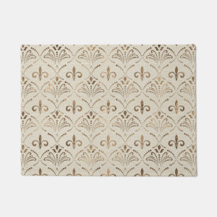 Elegant Fleur-de-lis pattern - pastel gold Doormat