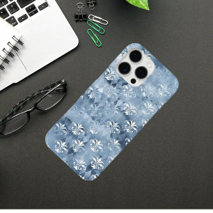 Elegant Fleur-de-Lis - Vintage Blue French  iPhone 16 Pro Max Case