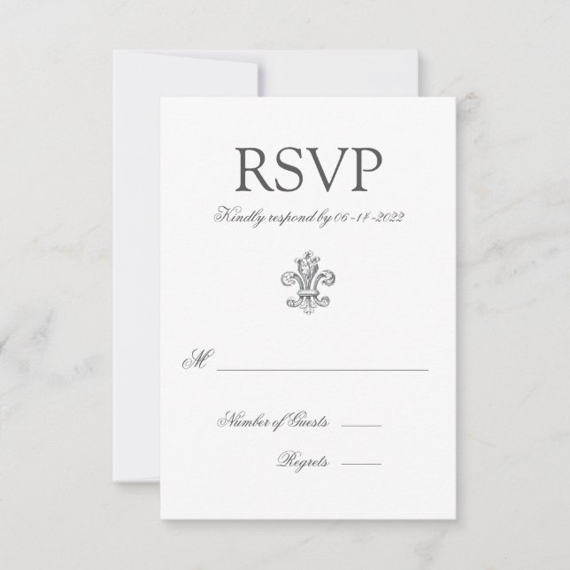 Elegant Fleur de Lis Wedding RSVP 2 (Front)