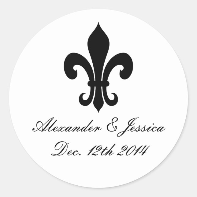 Elegant fleur de lis wedding stickers and labels (Front)
