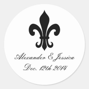 Elegant fleur de lis wedding stickers and labels
