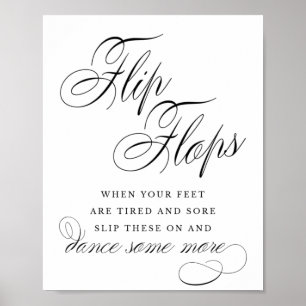 Elegant Flip Flops Black Calligraphy   Favour Sign