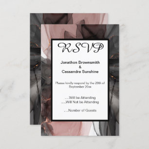 ELEGANT FLOATING BLACK PINK RSVP INVITATION