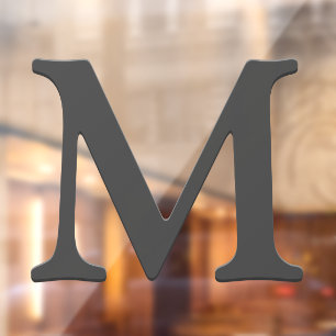 Elegant Floating Dark Grey Custom Monogram Initial Window Cling